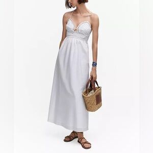 Mango Embroidered V- neck dress